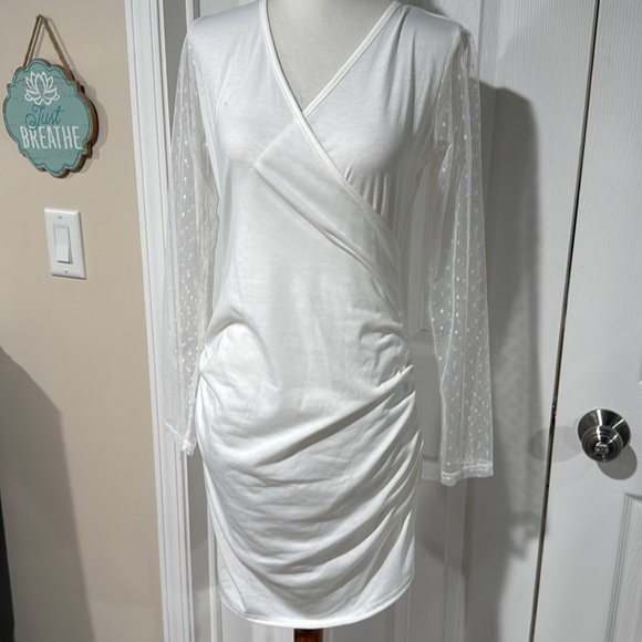 Sheer Long Sleeve White Dress size S - Picture 6 of 7